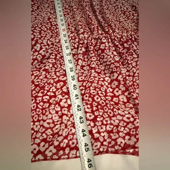 Elegant Red and White Animal Print Patterned Long Sleeve Dress by PrettyGarden - Picture 8 of 14